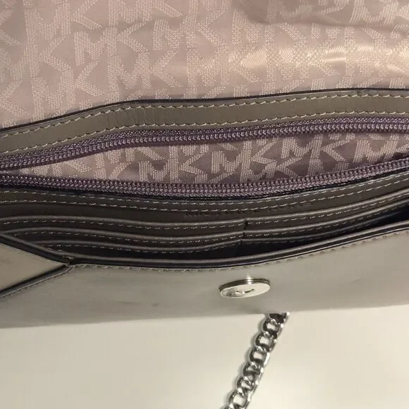 Michael Kors Lana Color Block Leather Envelope Clutch Bag 2015 Black/Grey/Taupe - Picture 5 of 12